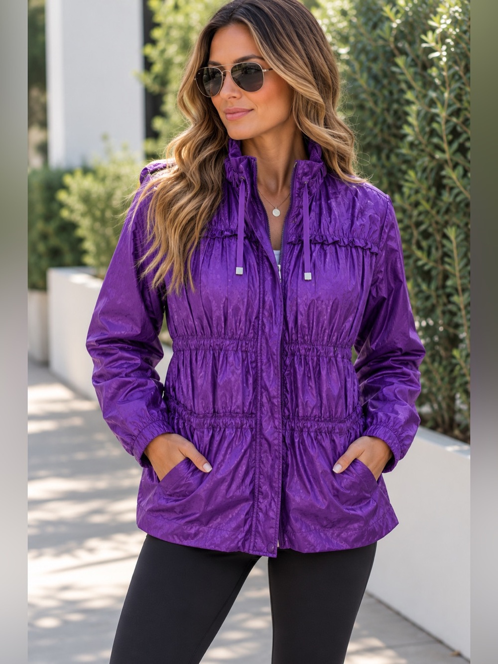 Chico’s purple windbreaker jacket size 3 (L)
